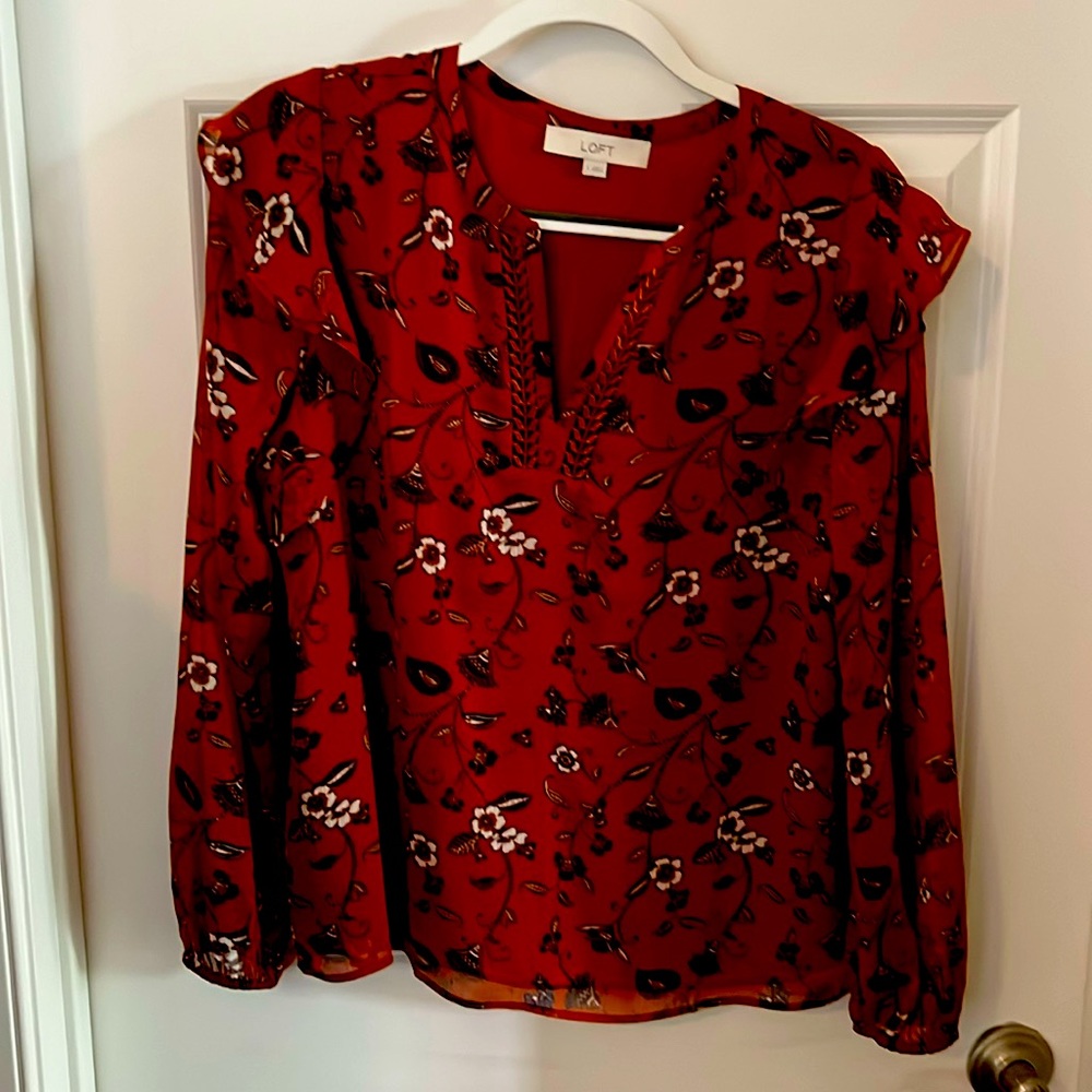 Loft Top With Flutter Shoulder Sleeves - Rust/Ora… - image 1